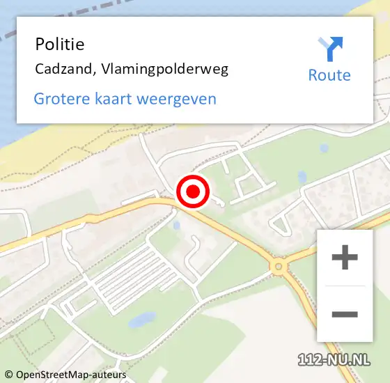 Locatie op kaart van de 112 melding: Politie Cadzand, Vlamingpolderweg op 20 februari 2023 14:06