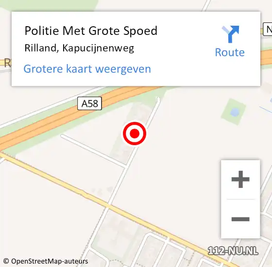 Locatie op kaart van de 112 melding: Politie Met Grote Spoed Naar Rilland, Kapucijnenweg op 20 februari 2023 14:18