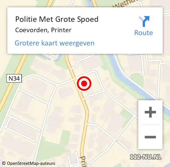 Locatie op kaart van de 112 melding: Politie Met Grote Spoed Naar Coevorden, Printer op 20 februari 2023 14:26