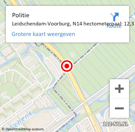 Locatie op kaart van de 112 melding: Politie Leidschendam-Voorburg, N14 hectometerpaal: 12,3 op 20 februari 2023 14:29