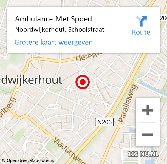 Locatie op kaart van de 112 melding: Ambulance Met Spoed Naar Noordwijkerhout, Schoolstraat op 20 februari 2023 14:32