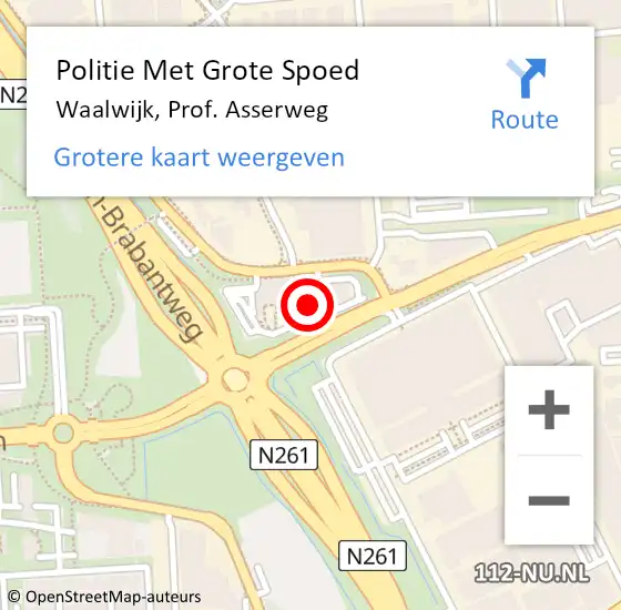 Locatie op kaart van de 112 melding: Politie Met Grote Spoed Naar Waalwijk, Prof. Asserweg op 20 februari 2023 14:40