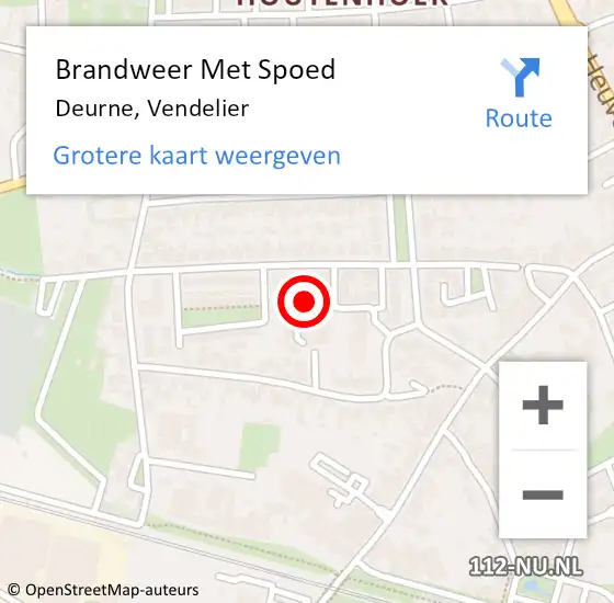 Locatie op kaart van de 112 melding: Brandweer Met Spoed Naar Deurne, Vendelier op 20 februari 2023 14:46