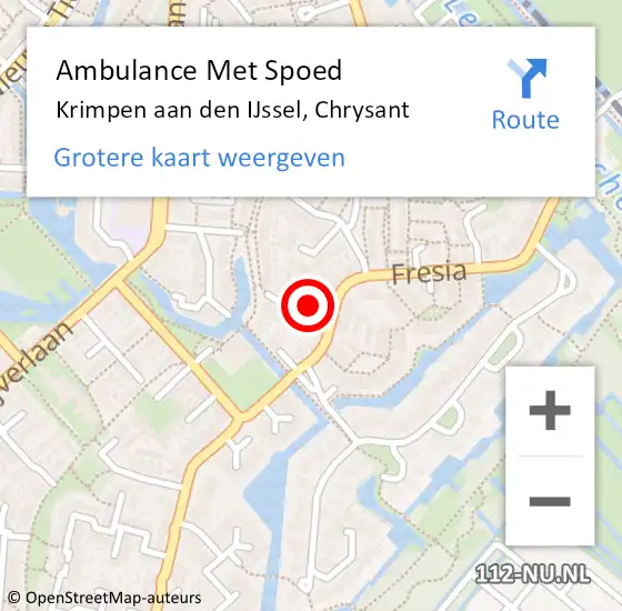 Locatie op kaart van de 112 melding: Ambulance Met Spoed Naar Krimpen aan den IJssel, Chrysant op 20 februari 2023 14:46