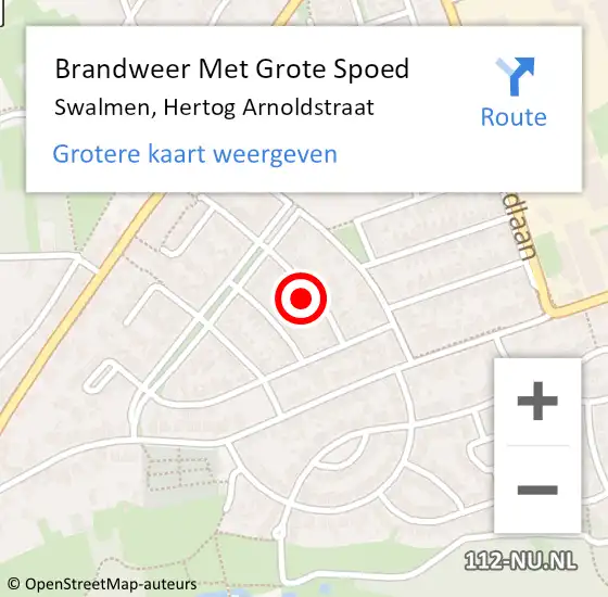 Locatie op kaart van de 112 melding: Brandweer Met Grote Spoed Naar Swalmen, Hertog Arnoldstraat op 20 februari 2023 14:53