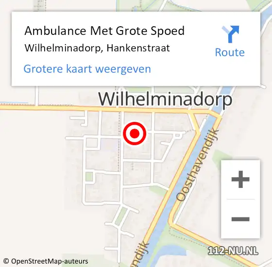 Locatie op kaart van de 112 melding: Ambulance Met Grote Spoed Naar Wilhelminadorp, Hankenstraat op 16 augustus 2014 10:29