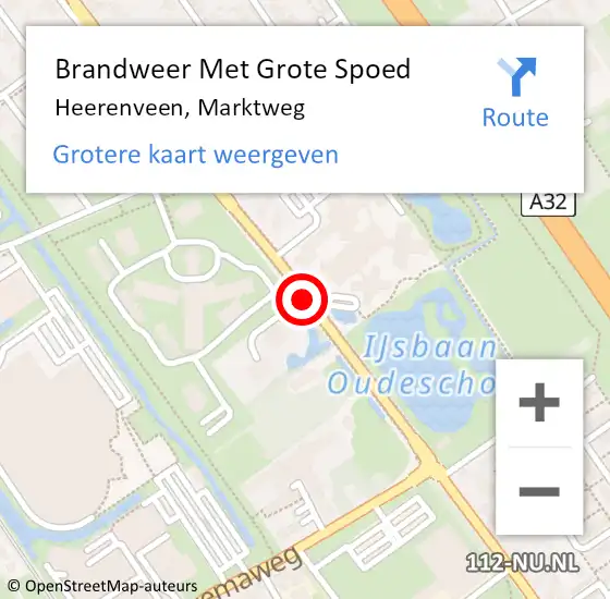 Locatie op kaart van de 112 melding: Brandweer Met Grote Spoed Naar Heerenveen, Marktweg op 20 februari 2023 15:44