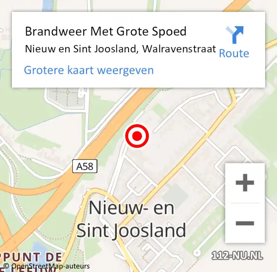 Locatie op kaart van de 112 melding: Brandweer Met Grote Spoed Naar Nieuw en Sint Joosland, Walravenstraat op 20 februari 2023 15:52