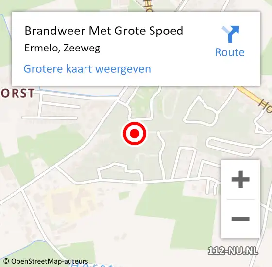 Locatie op kaart van de 112 melding: Brandweer Met Grote Spoed Naar Ermelo, Zeeweg op 20 februari 2023 16:18