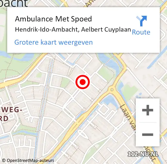 Locatie op kaart van de 112 melding: Ambulance Met Spoed Naar Hendrik-Ido-Ambacht, Aelbert Cuyplaan op 20 februari 2023 16:20