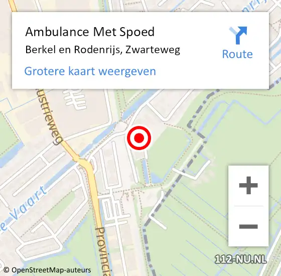 Locatie op kaart van de 112 melding: Ambulance Met Spoed Naar Berkel en Rodenrijs, Zwarteweg op 20 februari 2023 16:30