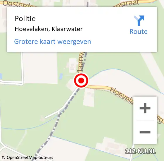 Locatie op kaart van de 112 melding: Politie Hoevelaken, Klaarwater op 20 februari 2023 16:35