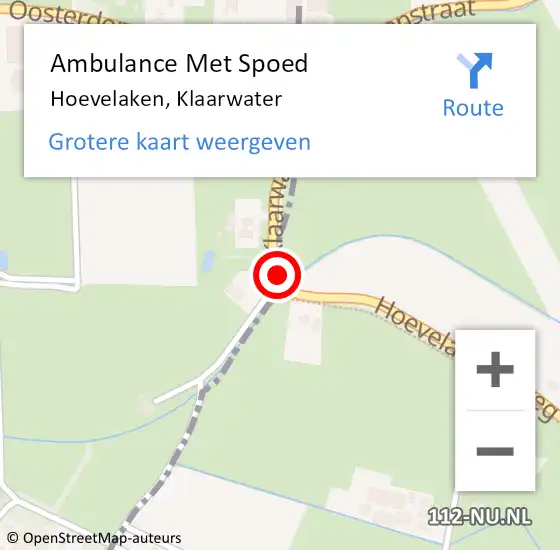 Locatie op kaart van de 112 melding: Ambulance Met Spoed Naar Hoevelaken, Klaarwater op 20 februari 2023 16:59