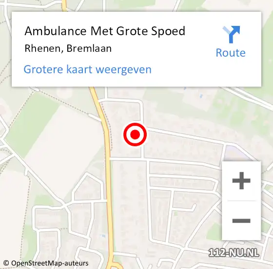 Locatie op kaart van de 112 melding: Ambulance Met Grote Spoed Naar Rhenen, Bremlaan op 20 februari 2023 17:29