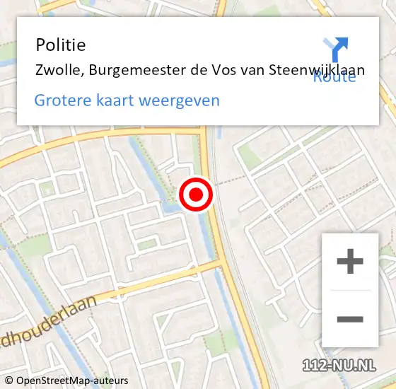 Locatie op kaart van de 112 melding: Politie Zwolle, Burgemeester de Vos van Steenwijklaan op 20 februari 2023 17:31