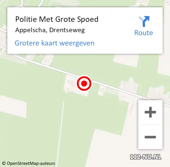 Locatie op kaart van de 112 melding: Politie Met Grote Spoed Naar Appelscha, Drentseweg op 20 februari 2023 17:32