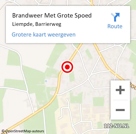 Locatie op kaart van de 112 melding: Brandweer Met Grote Spoed Naar Liempde, Barrierweg op 20 februari 2023 17:36