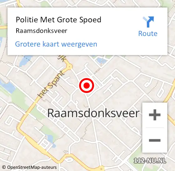 Locatie op kaart van de 112 melding: Politie Met Grote Spoed Naar Raamsdonksveer op 20 februari 2023 17:39