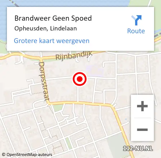 Locatie op kaart van de 112 melding: Brandweer Geen Spoed Naar Opheusden, Lindelaan op 16 augustus 2014 10:49