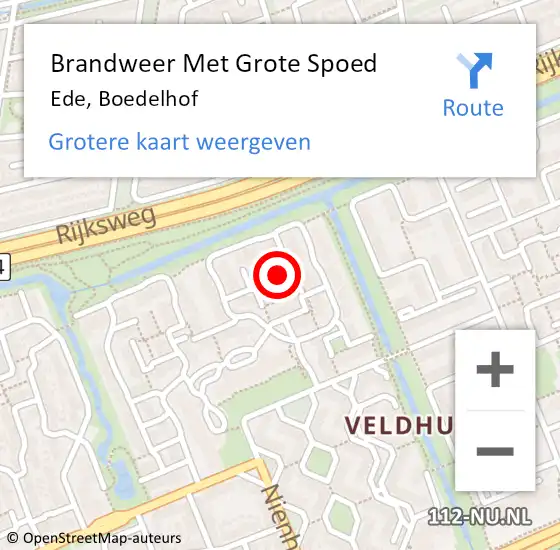 Locatie op kaart van de 112 melding: Brandweer Met Grote Spoed Naar Ede, Boedelhof op 20 februari 2023 17:51