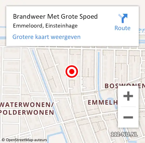 Locatie op kaart van de 112 melding: Brandweer Met Grote Spoed Naar Emmeloord, Einsteinhage op 20 februari 2023 18:04