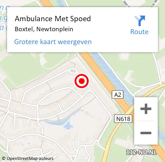 Locatie op kaart van de 112 melding: Ambulance Met Spoed Naar Boxtel, Newtonplein op 16 augustus 2014 10:59