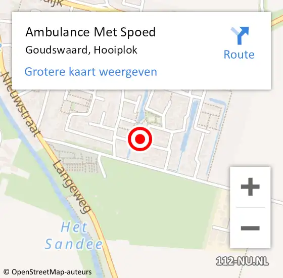 Locatie op kaart van de 112 melding: Ambulance Met Spoed Naar Goudswaard, Hooiplok op 20 februari 2023 18:28