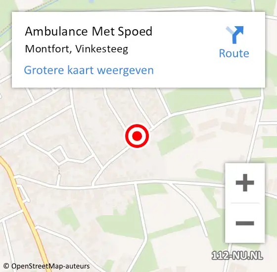 Locatie op kaart van de 112 melding: Ambulance Met Spoed Naar Montfort, Vinkesteeg op 20 februari 2023 18:41