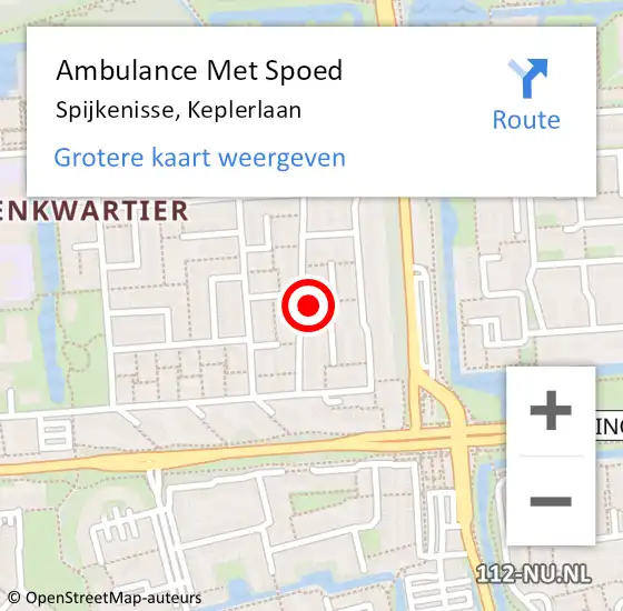 Locatie op kaart van de 112 melding: Ambulance Met Spoed Naar Spijkenisse, Keplerlaan op 20 februari 2023 19:14
