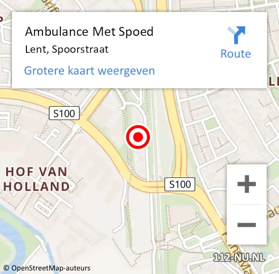 Locatie op kaart van de 112 melding: Ambulance Met Spoed Naar Lent, Spoorstraat op 20 februari 2023 19:26