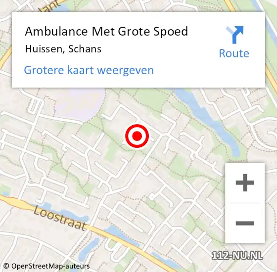 Locatie op kaart van de 112 melding: Ambulance Met Grote Spoed Naar Huissen, Schans op 20 februari 2023 19:27