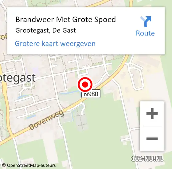 Locatie op kaart van de 112 melding: Brandweer Met Grote Spoed Naar Grootegast, De Gast op 20 februari 2023 19:32