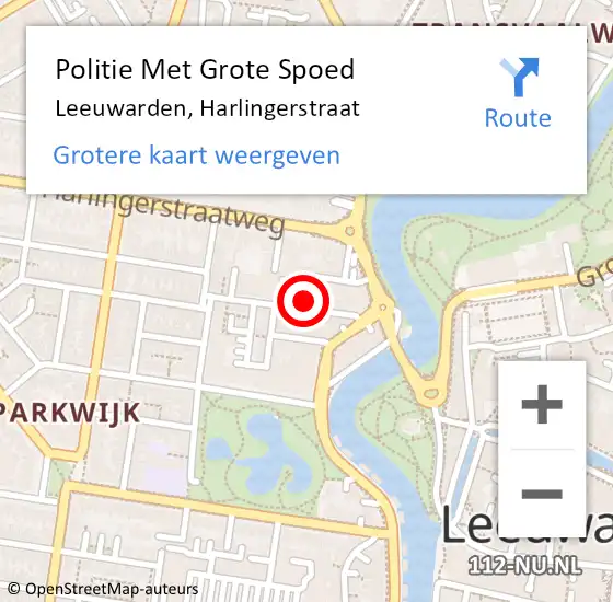 Locatie op kaart van de 112 melding: Politie Met Grote Spoed Naar Leeuwarden, Harlingerstraat op 20 februari 2023 19:42