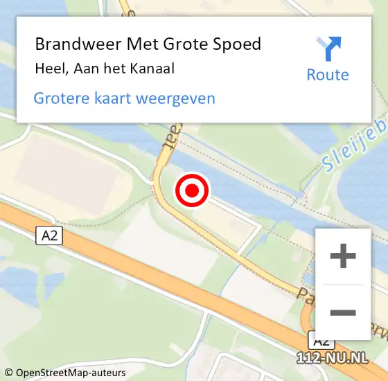 Locatie op kaart van de 112 melding: Brandweer Met Grote Spoed Naar Heel, Aan het Kanaal op 20 februari 2023 19:46