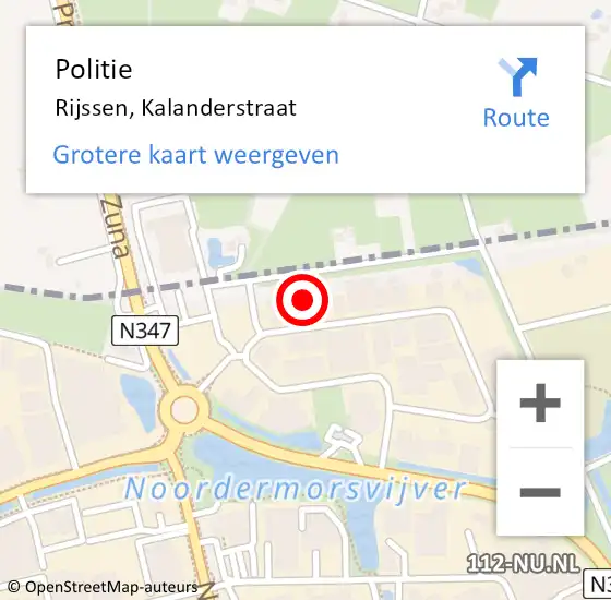 Locatie op kaart van de 112 melding: Politie Rijssen, Kalanderstraat op 20 februari 2023 19:53