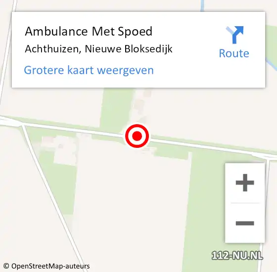 Locatie op kaart van de 112 melding: Ambulance Met Spoed Naar Achthuizen, Nieuwe Bloksedijk op 20 februari 2023 19:56