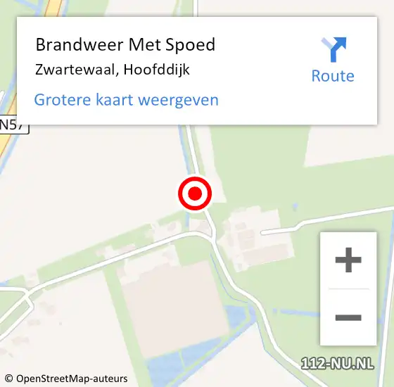 Locatie op kaart van de 112 melding: Brandweer Met Spoed Naar Zwartewaal, Hoofddijk op 20 februari 2023 19:56