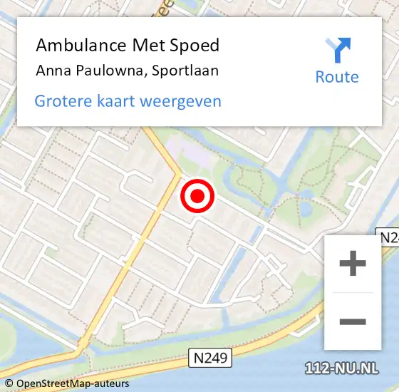 Locatie op kaart van de 112 melding: Ambulance Met Spoed Naar Anna Paulowna, Sportlaan op 20 februari 2023 20:00
