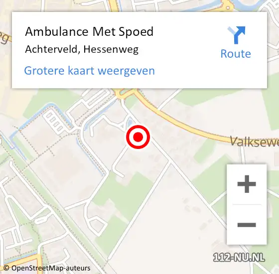 Locatie op kaart van de 112 melding: Ambulance Met Spoed Naar Achterveld, Hessenweg op 20 februari 2023 20:14