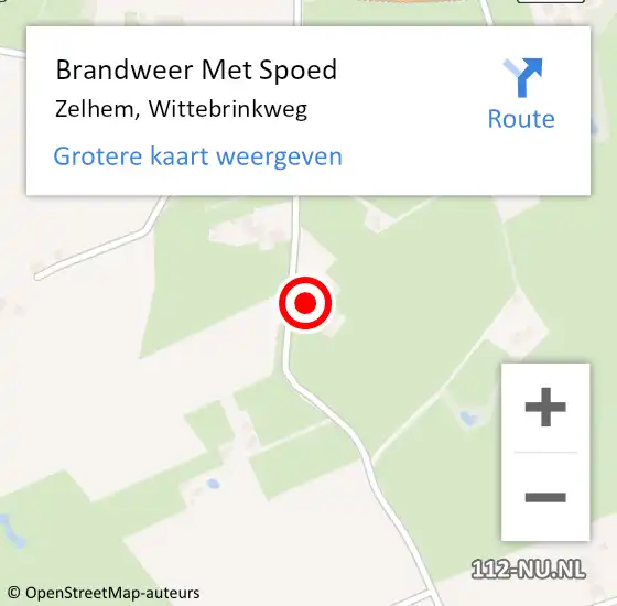 Locatie op kaart van de 112 melding: Brandweer Met Spoed Naar Zelhem, Wittebrinkweg op 20 februari 2023 20:21