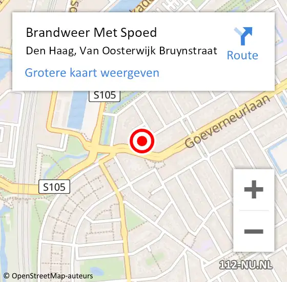 Locatie op kaart van de 112 melding: Brandweer Met Spoed Naar Den Haag, Van Oosterwijk Bruynstraat op 20 februari 2023 20:42