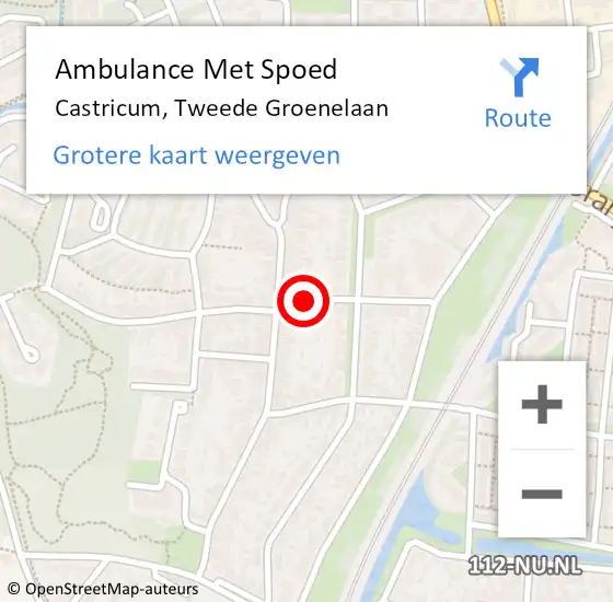 Locatie op kaart van de 112 melding: Ambulance Met Spoed Naar Castricum, Tweede Groenelaan op 20 februari 2023 21:04