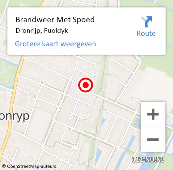 Locatie op kaart van de 112 melding: Brandweer Met Spoed Naar Dronrijp, Puoldyk op 20 februari 2023 21:45