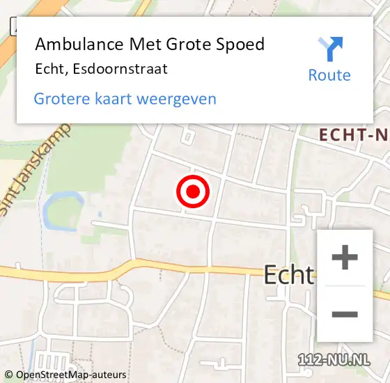 Locatie op kaart van de 112 melding: Ambulance Met Grote Spoed Naar Echt, Esdoornstraat op 20 februari 2023 22:03