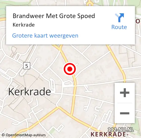 Locatie op kaart van de 112 melding: Brandweer Met Grote Spoed Naar Kerkrade op 20 februari 2023 22:29