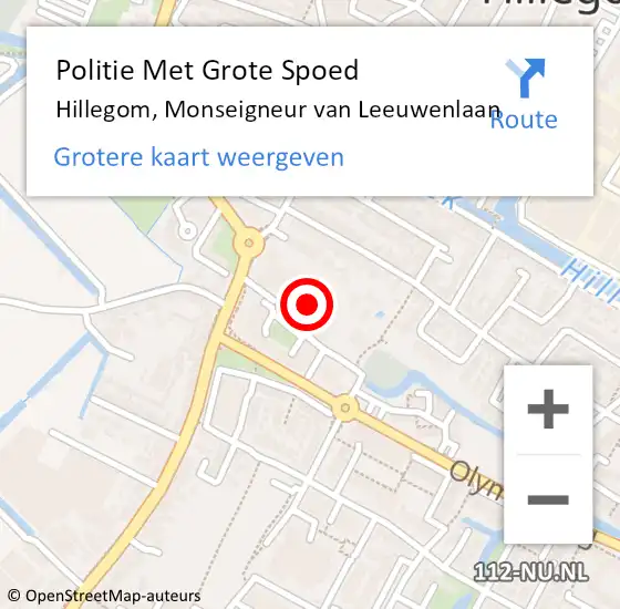 Locatie op kaart van de 112 melding: Politie Met Grote Spoed Naar Hillegom, Monseigneur van Leeuwenlaan op 20 februari 2023 22:31