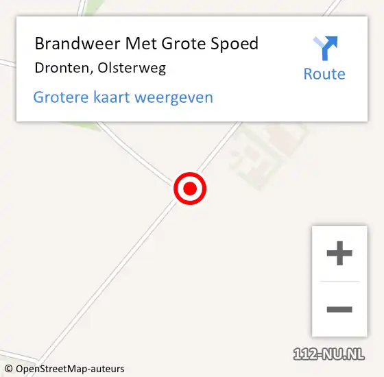 Locatie op kaart van de 112 melding: Brandweer Met Grote Spoed Naar Dronten, Olsterweg op 20 februari 2023 22:50