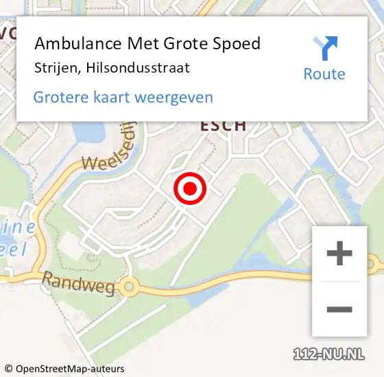 Locatie op kaart van de 112 melding: Ambulance Met Grote Spoed Naar Strijen, Hilsondusstraat op 20 februari 2023 23:23