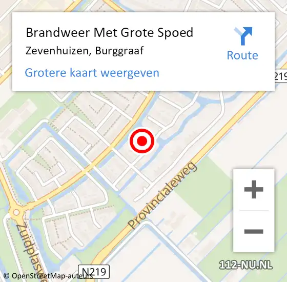 Locatie op kaart van de 112 melding: Brandweer Met Grote Spoed Naar Zevenhuizen, Burggraaf op 20 februari 2023 23:30