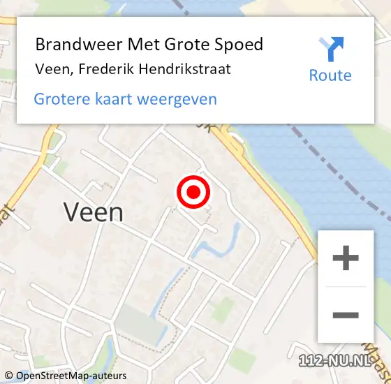 Locatie op kaart van de 112 melding: Brandweer Met Grote Spoed Naar Veen, Frederik Hendrikstraat op 21 februari 2023 00:00